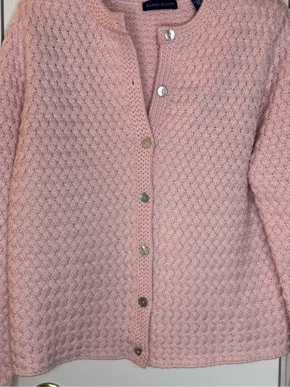 Karen Scott Pink Cardigan M. A 0053